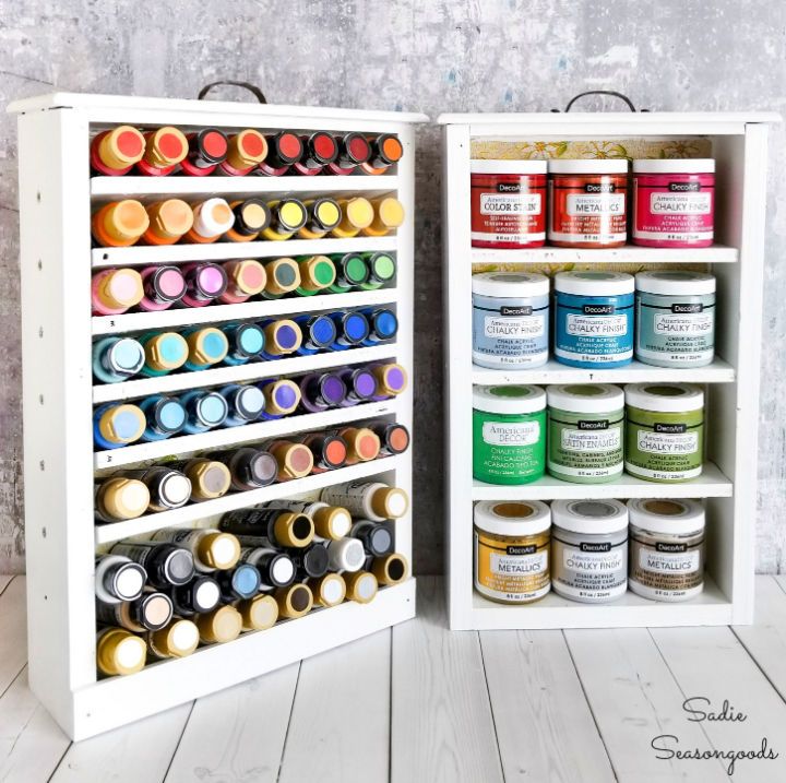 Craft Paint Storage in Wooden Drawers