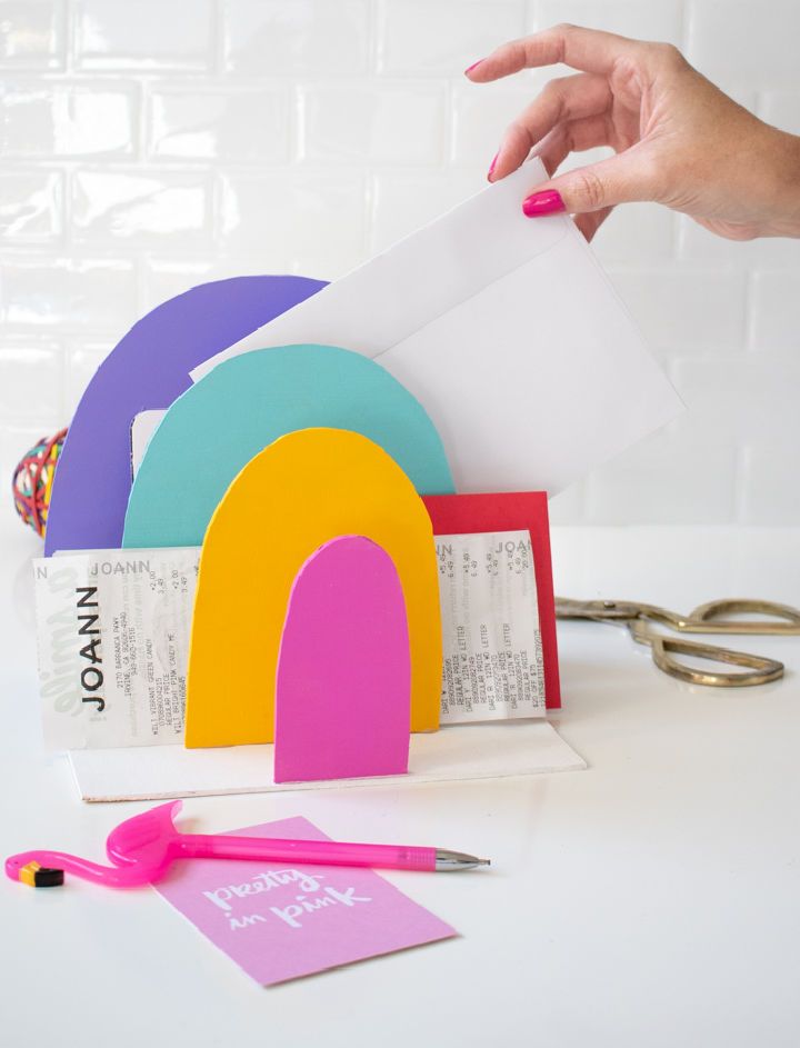 DIY Rainbow Paper Organizer