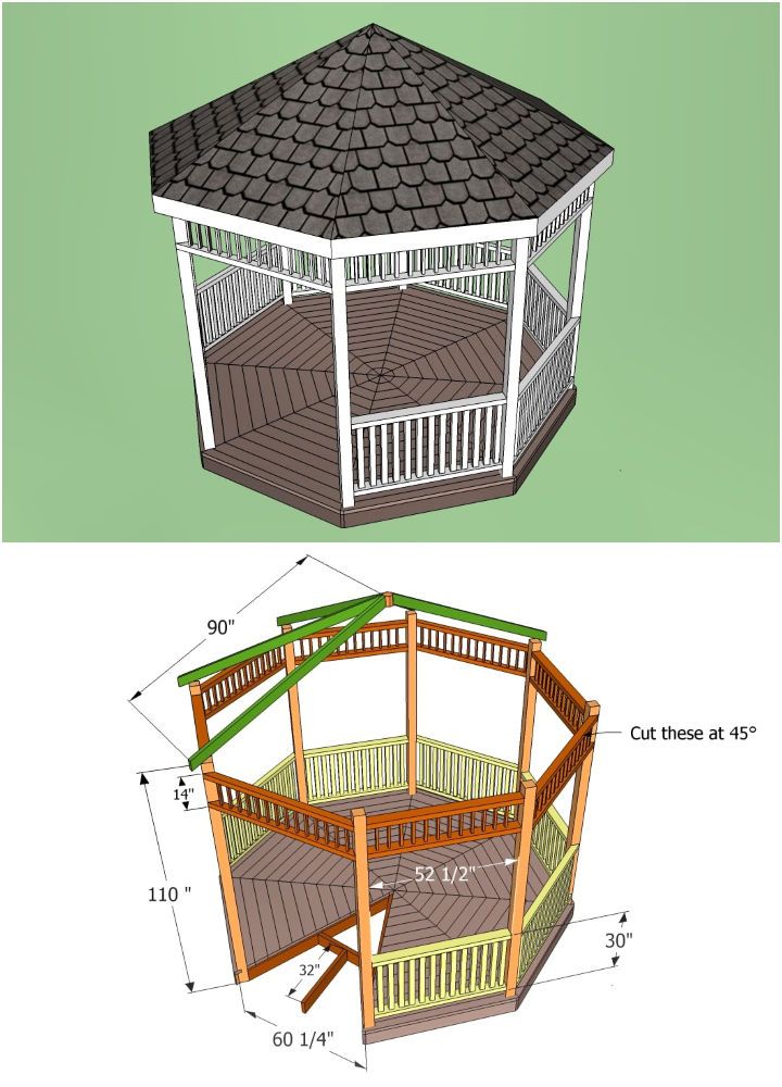 DIY Solid Roof Octagon Pergola