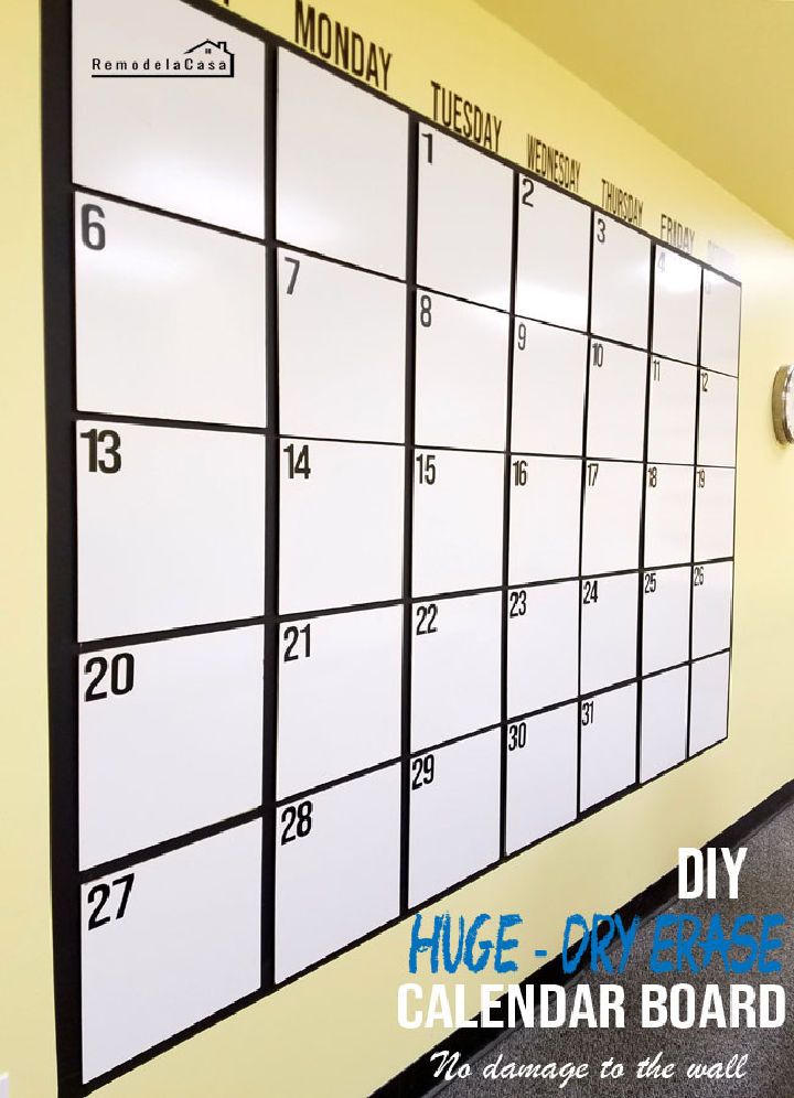 Dry Erase Calendar Board