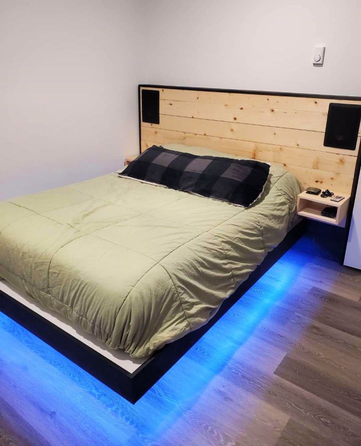 Floating Bed with Built in Surround Sound