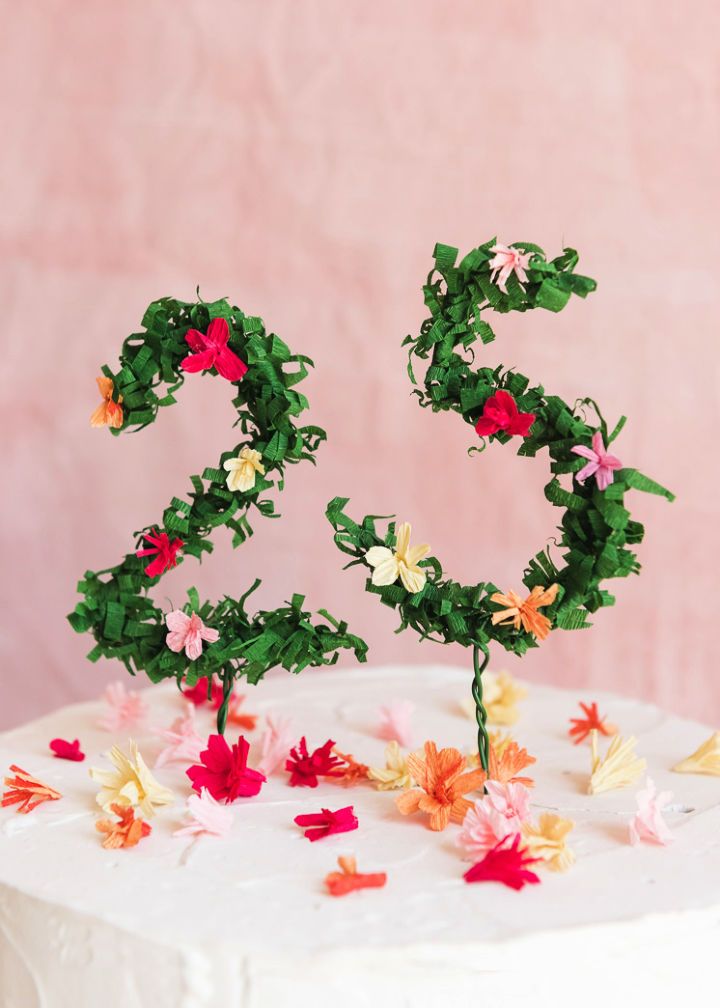 Floral Numbers Birthday Cake Topper