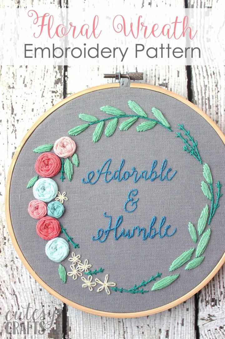 Floral Wreath Hand Embroidery Pattern