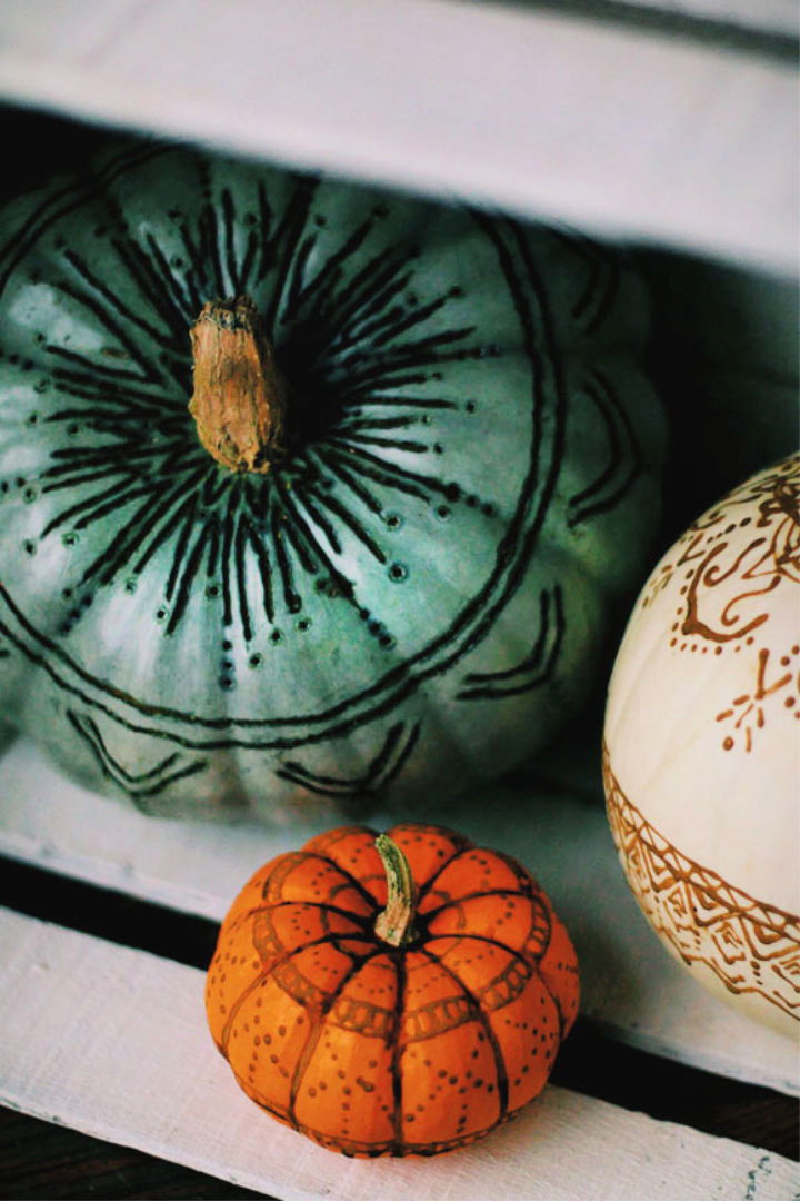 Henna and Wood Burned Pumpkins