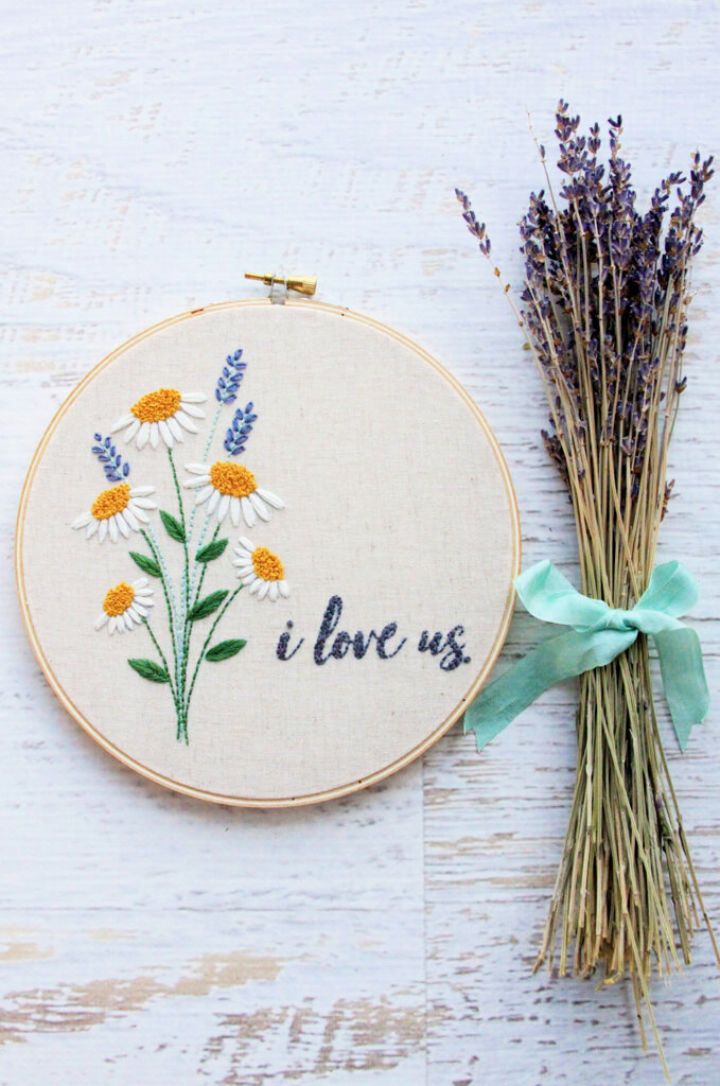 I Love Us Floral Embroidery Pattern