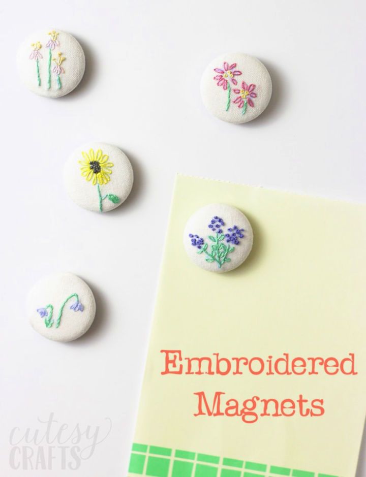 Magnets with Flower Embroidery Pattern