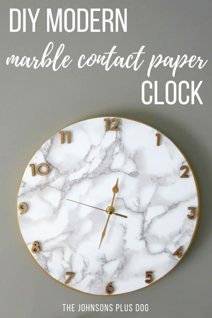 Marble Contact Paper Clock
