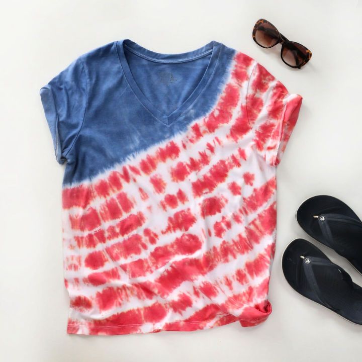 Red White and Blue Tie Dye Shirt