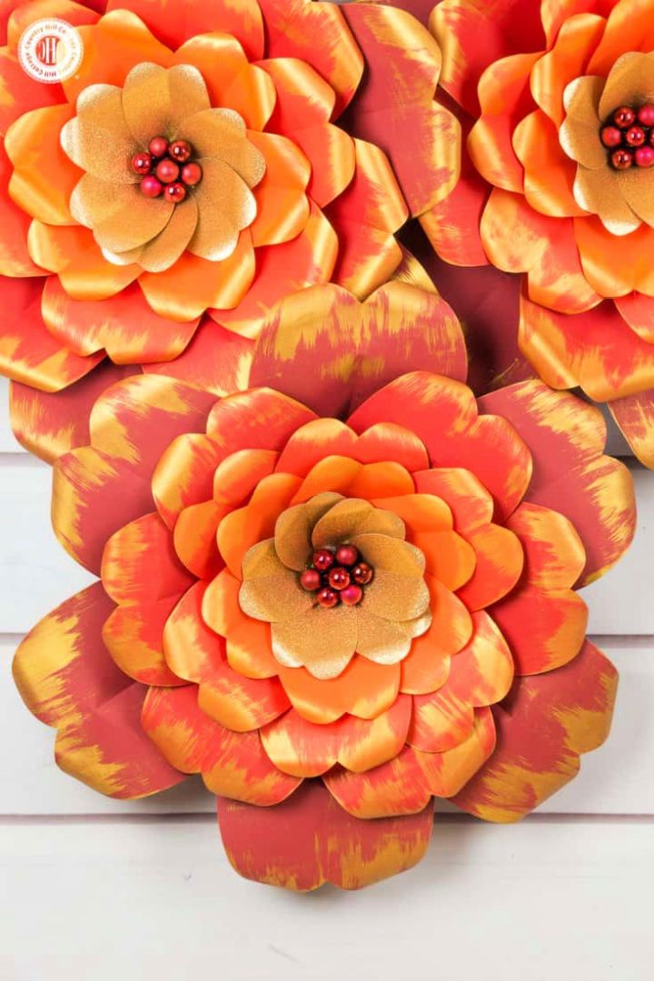 Red and Gold Paper Flowers