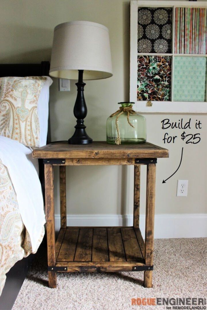 Rustic Square Bedside Table