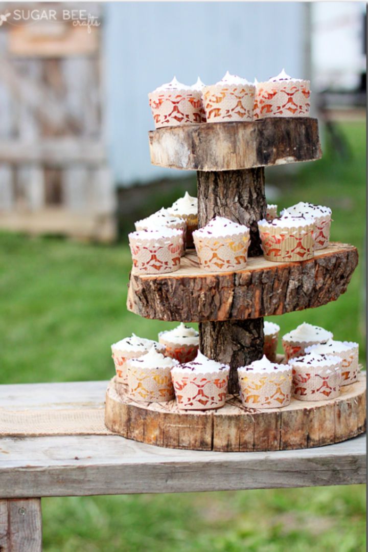 Rustic Wood Cupcake Stand
