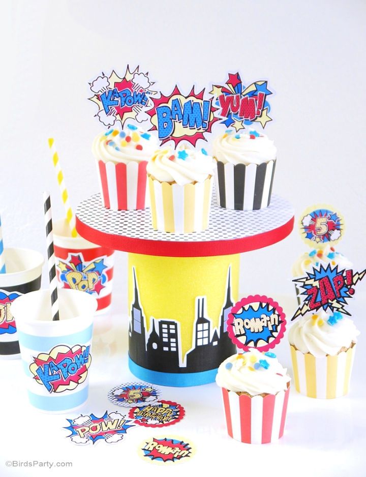 Superhero Birthday Cupcake Stand