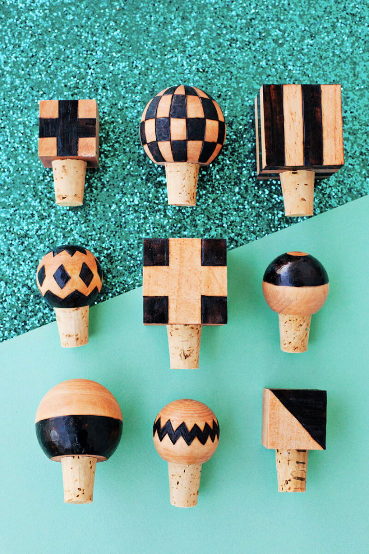 Wood Burned Bottle Stoppers