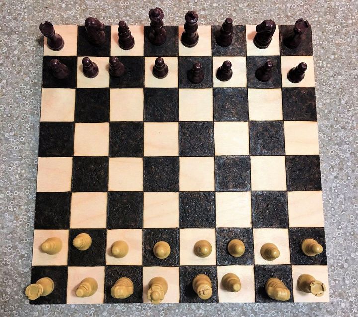 Wood Burning Chess Board