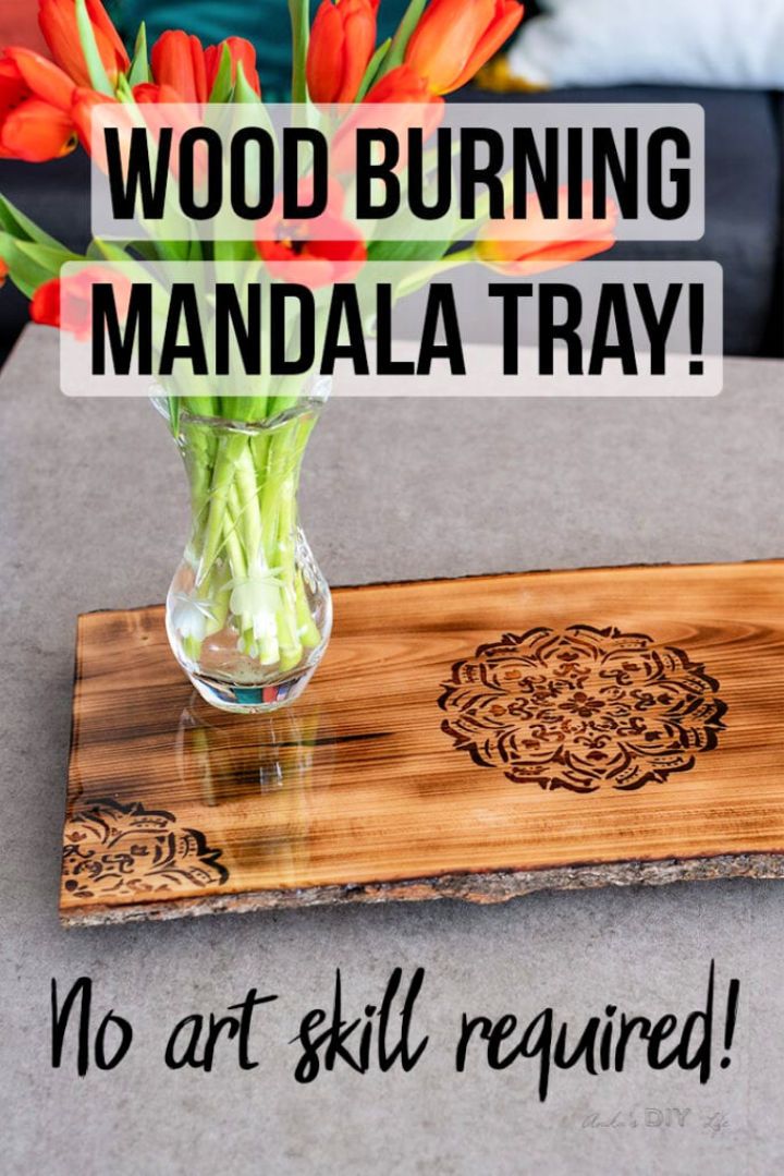 Wood Burning Mandala Tray