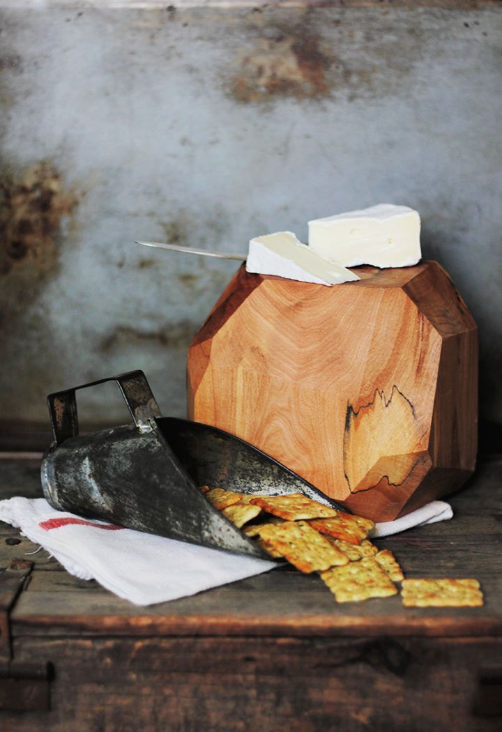 Wooden Geometric Cheese Block