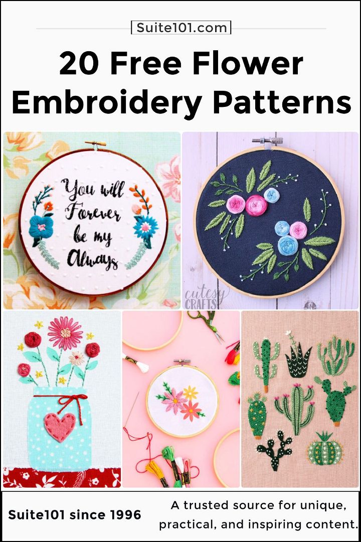 20 free flower embroidery patterns and designs