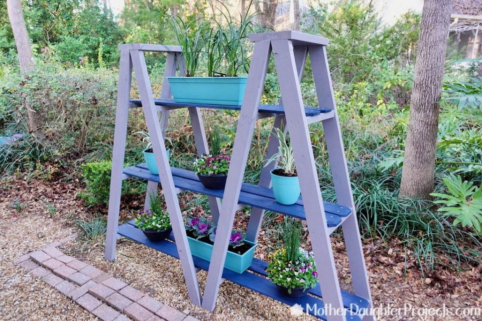 2x4 Double Ladder Plant Stand