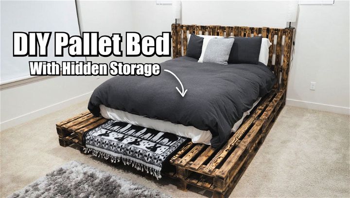 DIY Pallet Bed With Hidden Storage