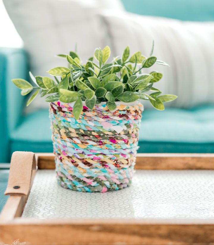 DIY Scrap Fabric Rope Flower Pot