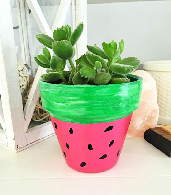 Hand Painted Watermelon Flower Pot Ideas