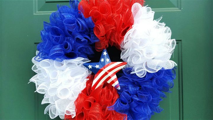 Homemade 4th of July Deco Mesh Wreath