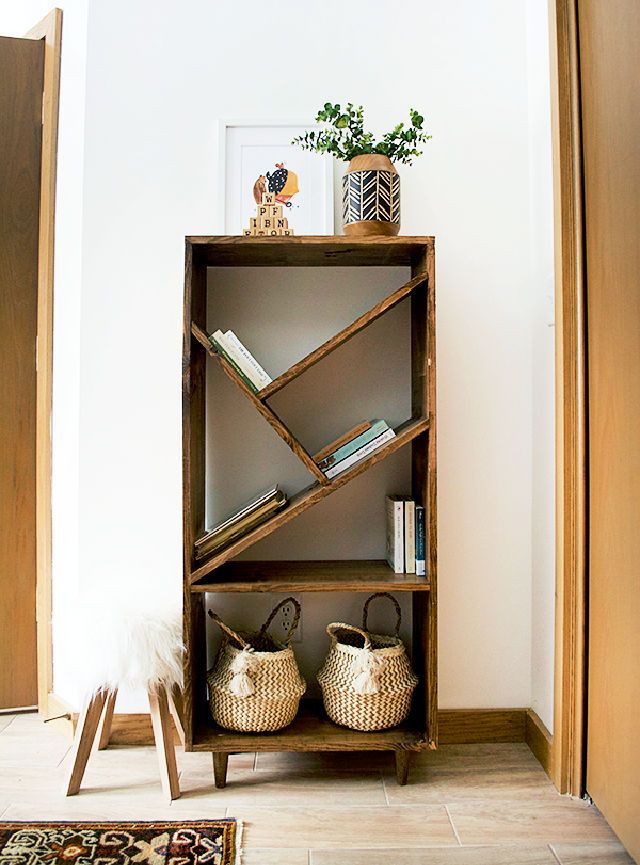 Homemade Bookcase With Angled Shelves