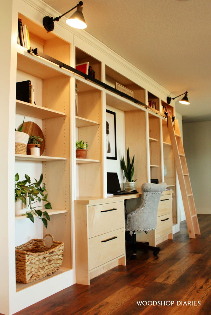 Homemade Library Bookshelf With Desk