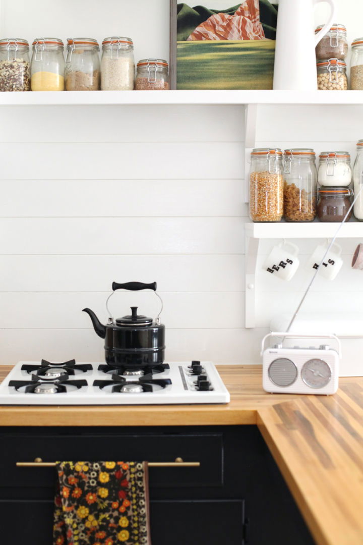 Inexpensive Plank Backsplash for Kitchen