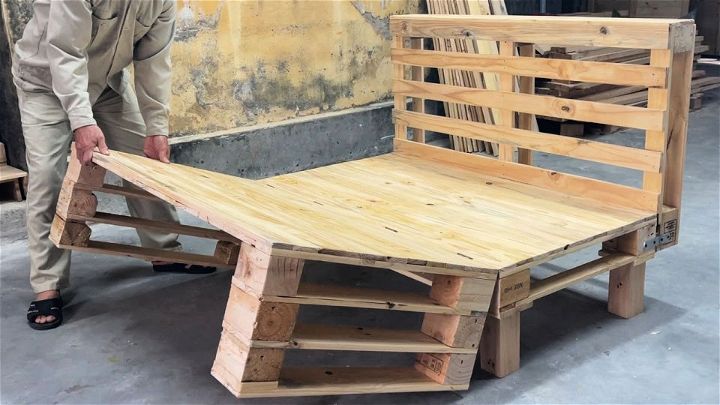 Outdoor Bed Combined With Chair From Old Pallets