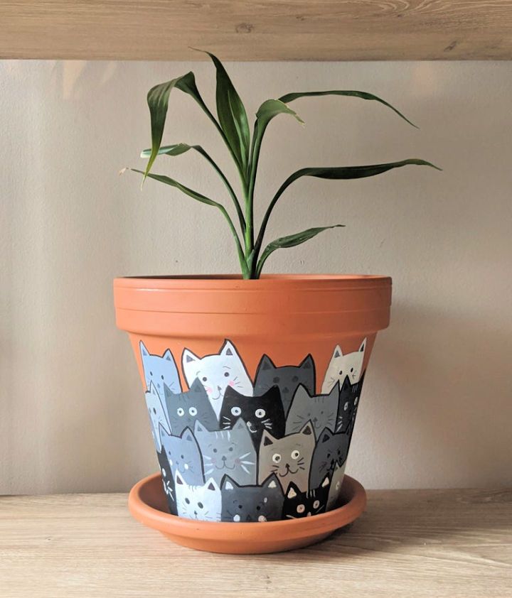 DIY Painted Cats Terracotta Flower Pot