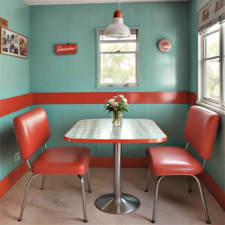 1950s diner with a retro inspired dining room