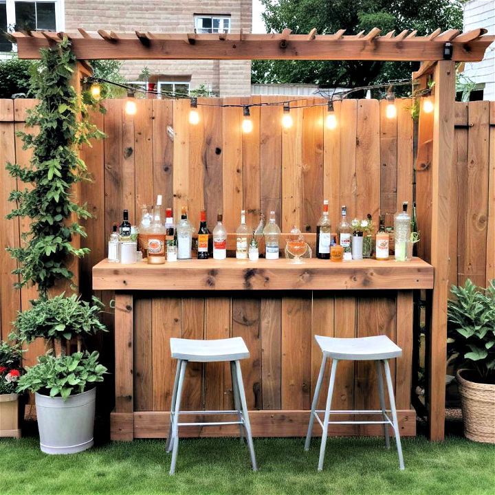 DIY outdoor bar for townhouse backyard