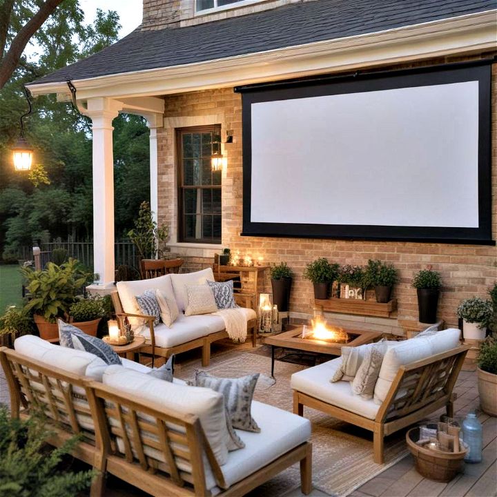Front porch projector screen for movie nights