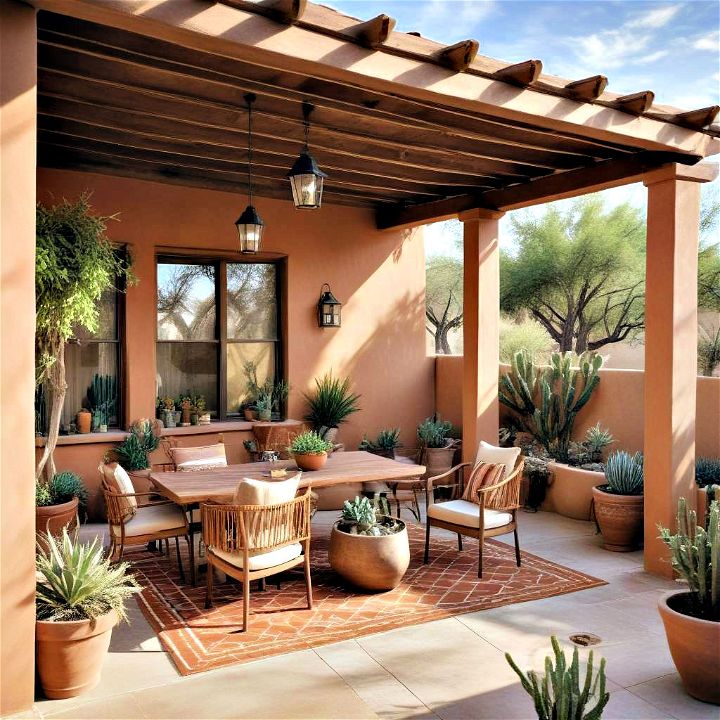 Southwest with an attached covered patio
