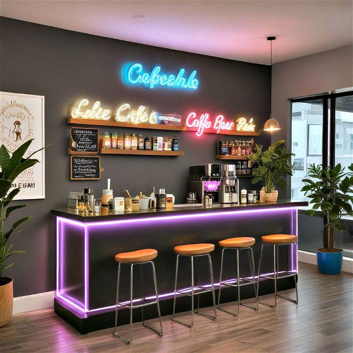 a fun neon lit coffee hub