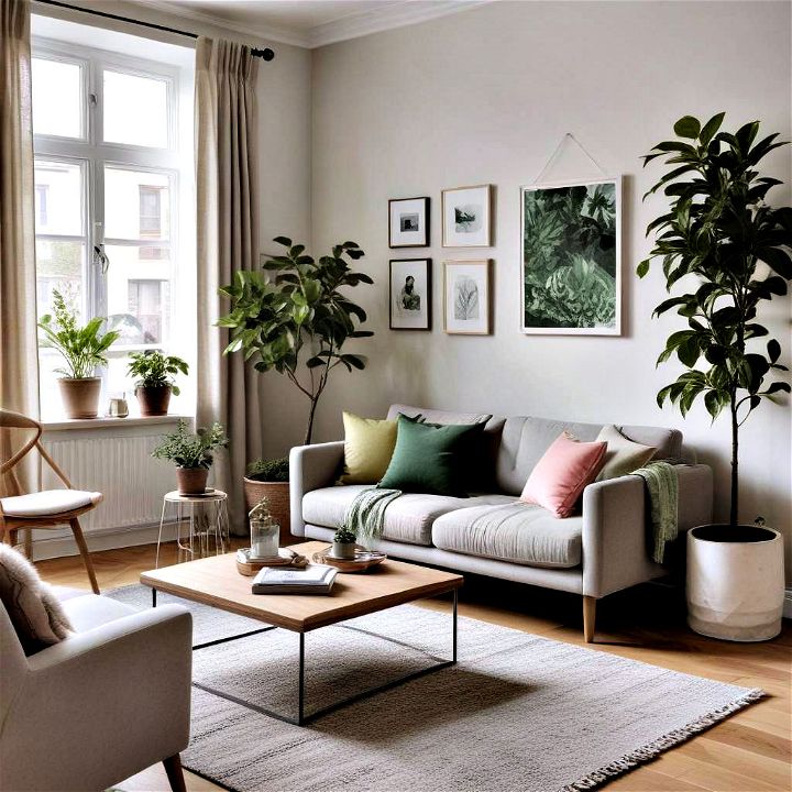 add a pop of greenery small living area