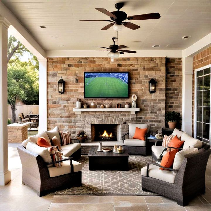 attached covered patio sports fan zone