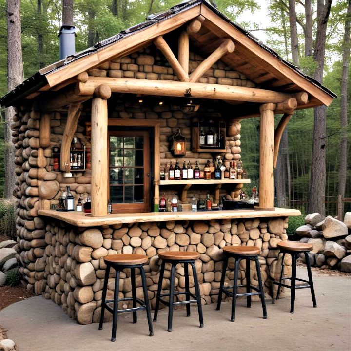 backyard log cabin style bar