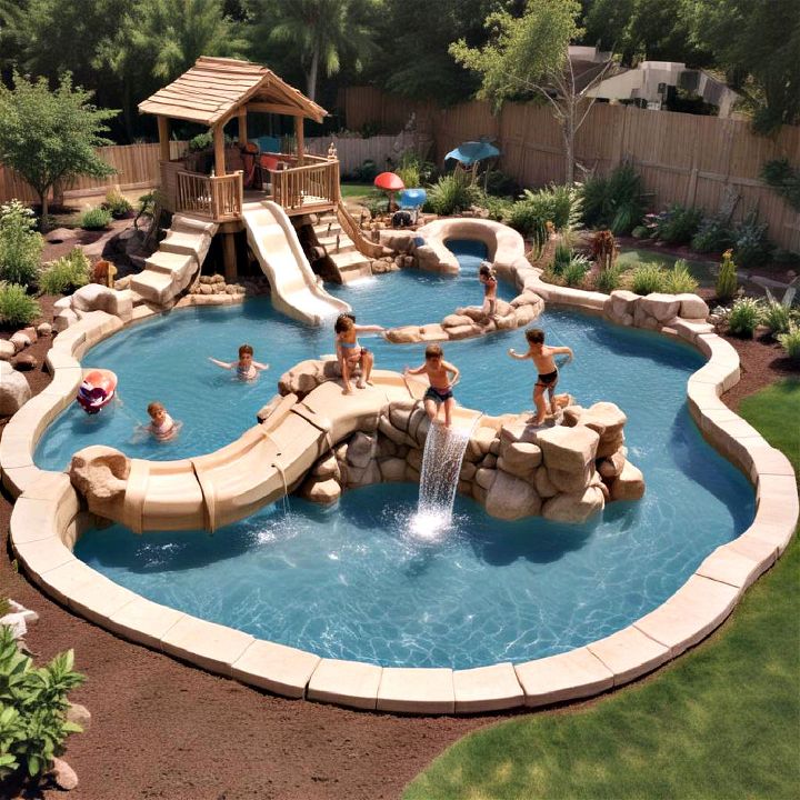 backyard with an adventure pool