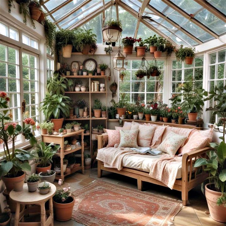 beautiful and cozy cottage core conservatory