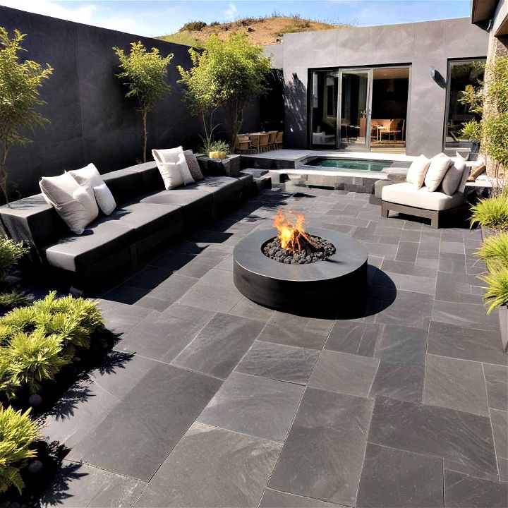 beautiful exotic basalt lounge area
