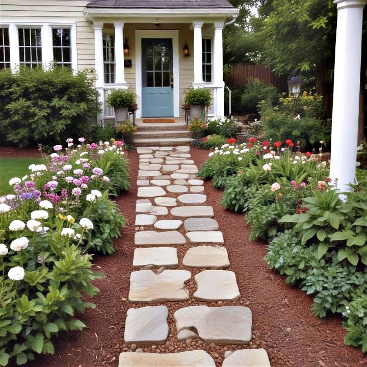 beautiful garden path to leading up your front porch