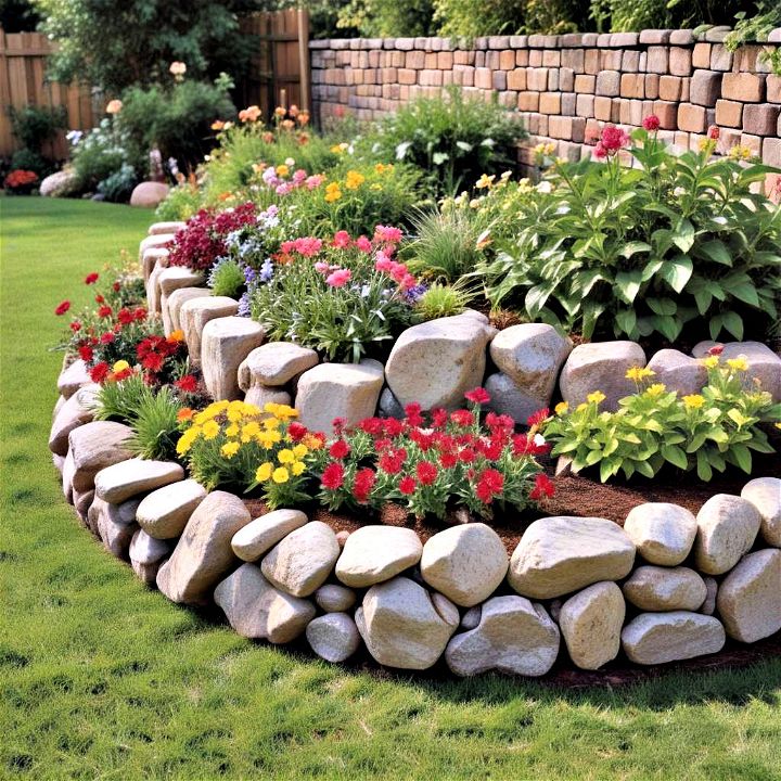 beautiful raised rock flower bed