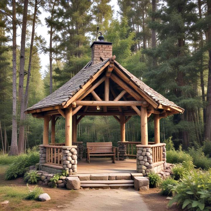 beautiful rustic log cabin gazebo