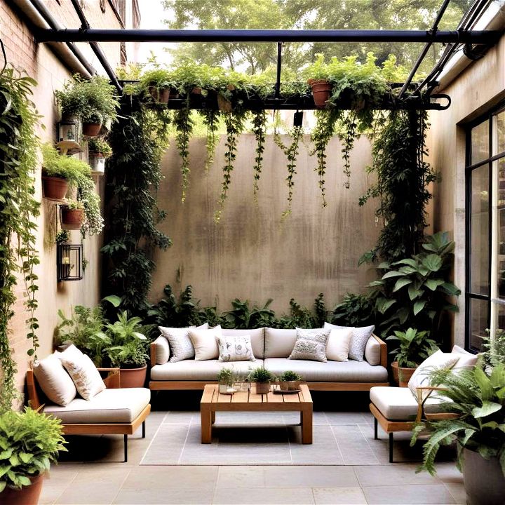 beautiful urban garden covered patio