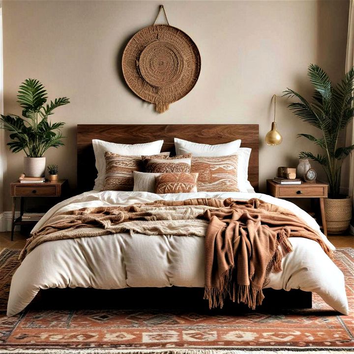 boho bedroom use earthy tones