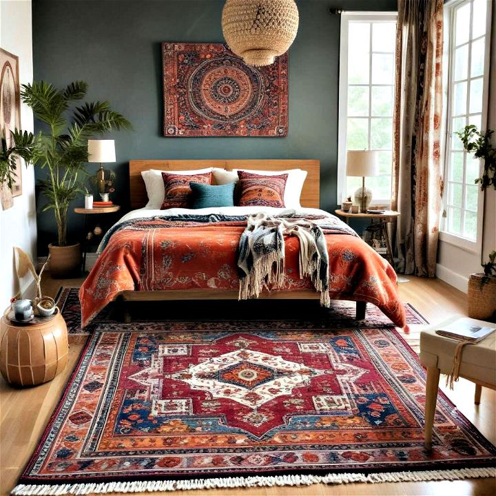 boho theme bold rug