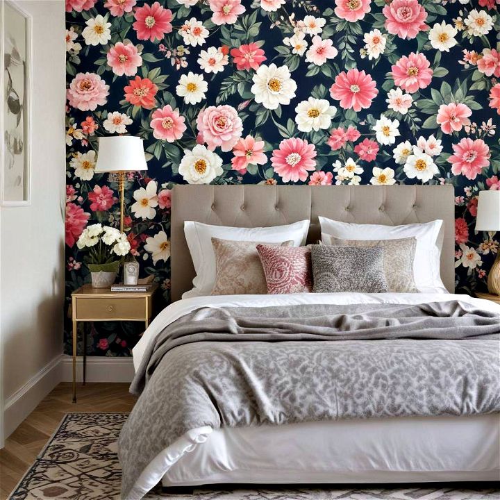bold wallpaper feature for bedroom