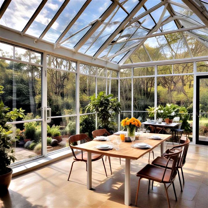 bright and airy glasshouse dining